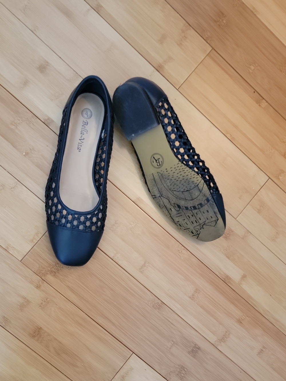 Bella Vita Navy Woven Slip-On Ballet Flats